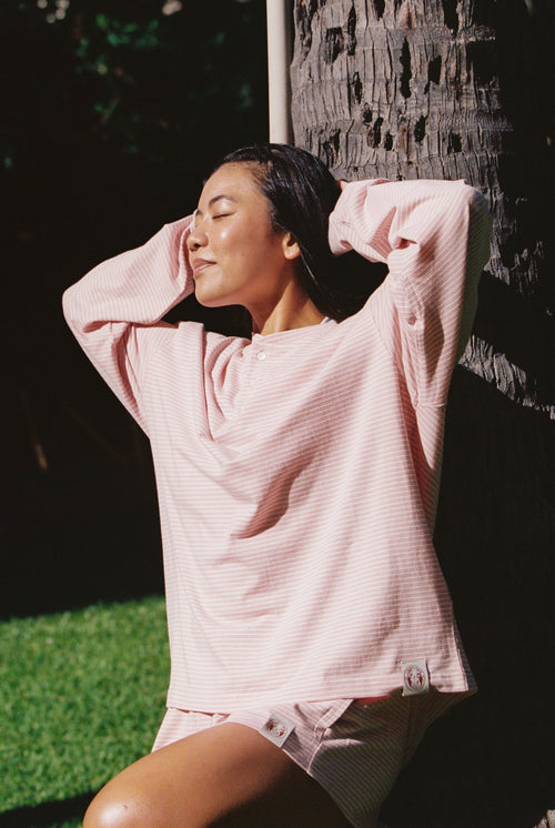 Long Sleeve Henley Stripe Set